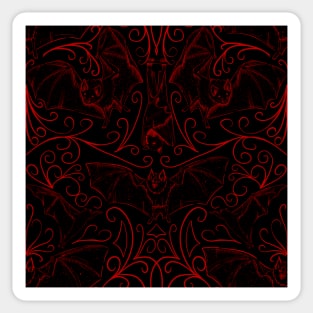 Red Bat Filigree Pattern Sticker